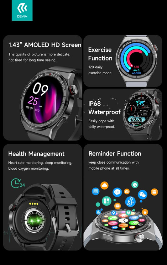 DEVIA Smart Watch Pro1 EM705 IP68 Display Amoled HD Nero