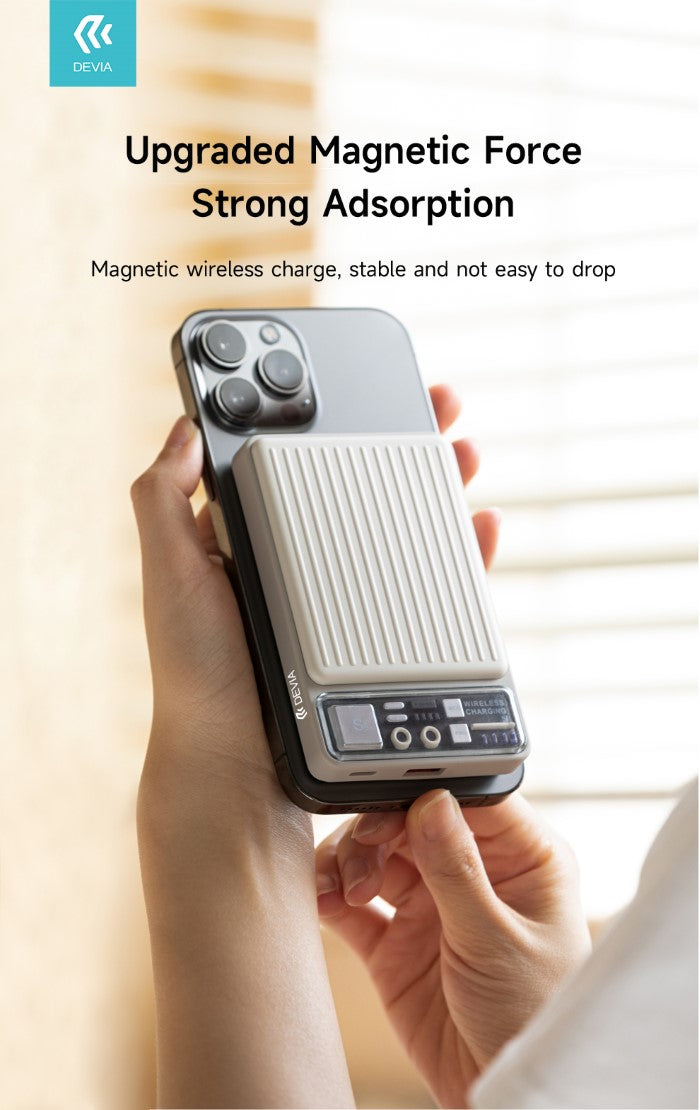 Power bank Devia carica rapida 22.5w wireless magnetico 10.000mah grigio scuro DEPB10M997G