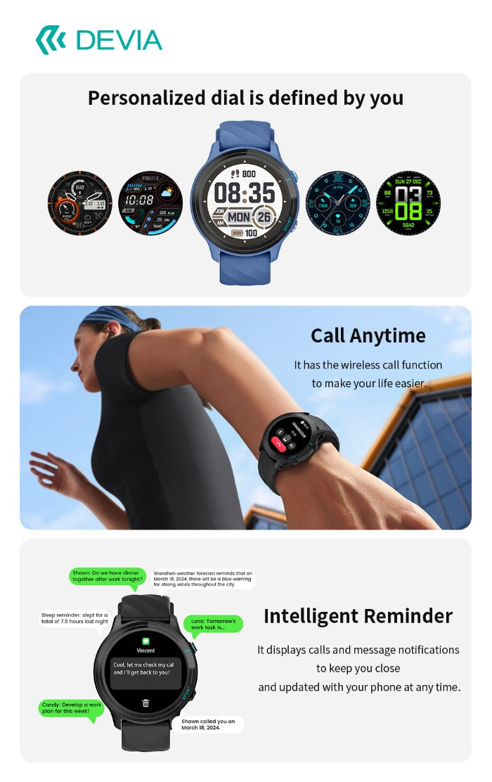 DEVIA Smart Watch WT3 IP67 modello Z123 Nero