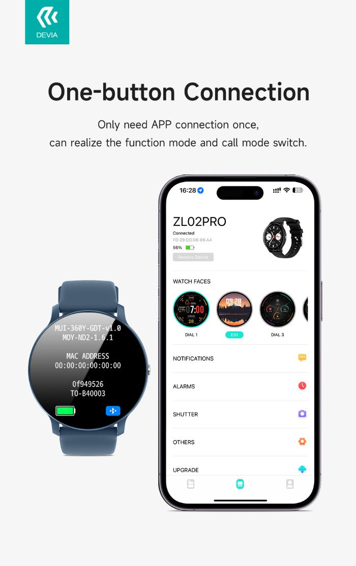 DEVIA Smart Watch modello WT1 APP DaFit Blu