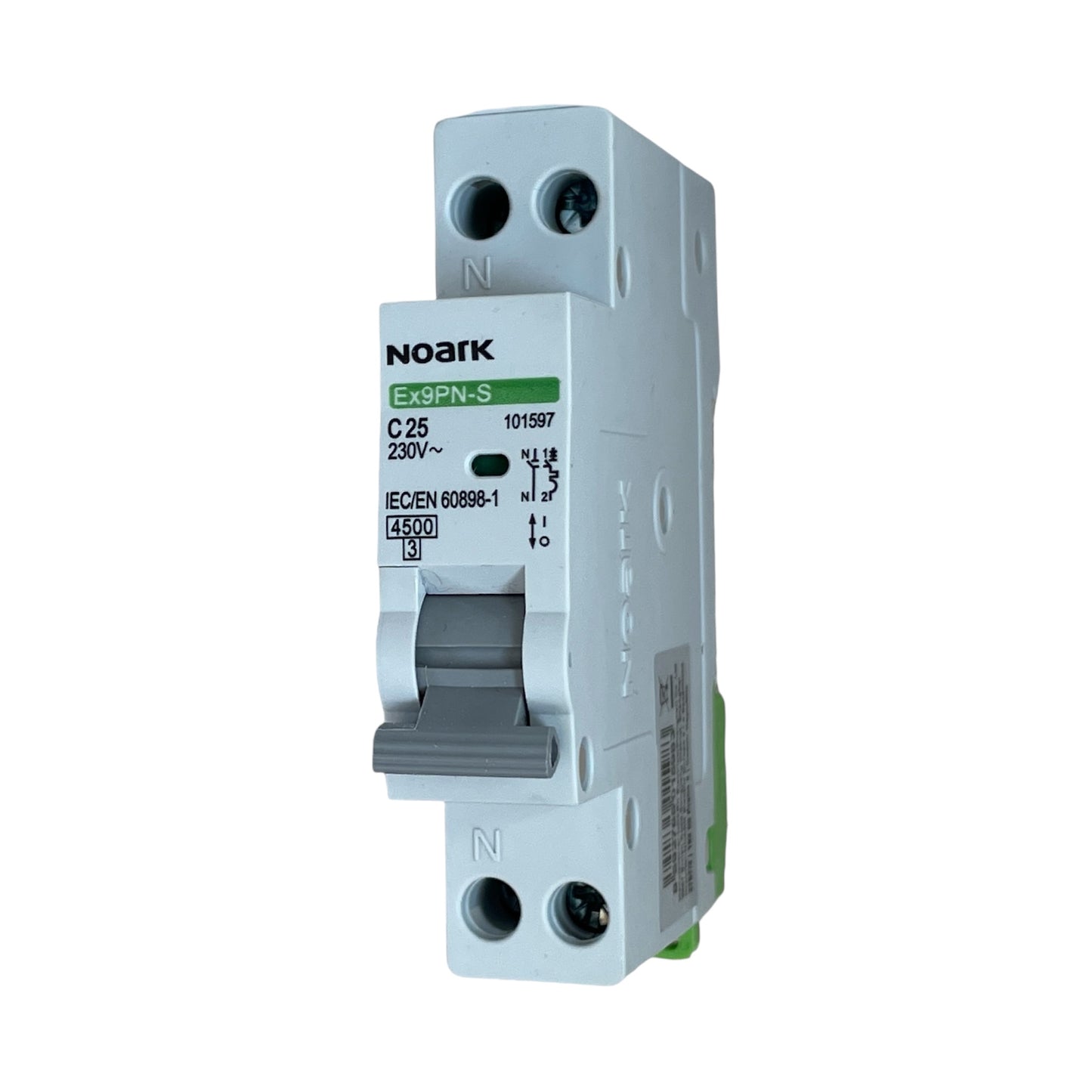 interruttore magnetotermico 1P+N curva C - 25A 4,5kA - 230 Vac - 1 modulo Noark 101597