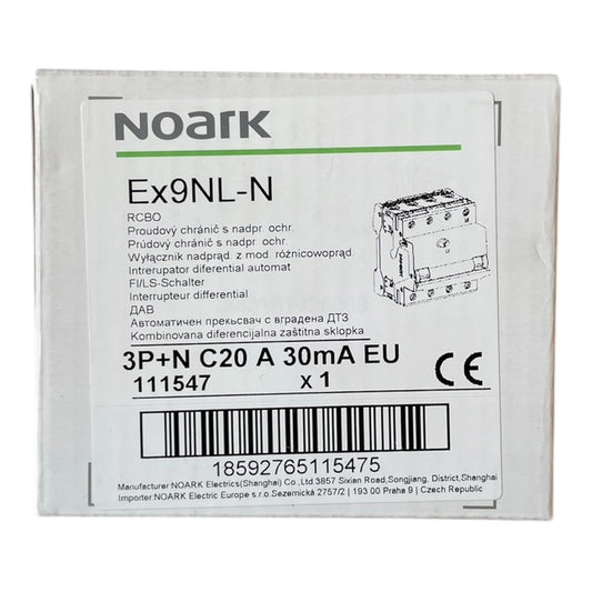 Noark Interruttore magnetotermico differenziale Ex9NL-N 3P+N C20 A 30mA TIPO A 30mA 6K 111547