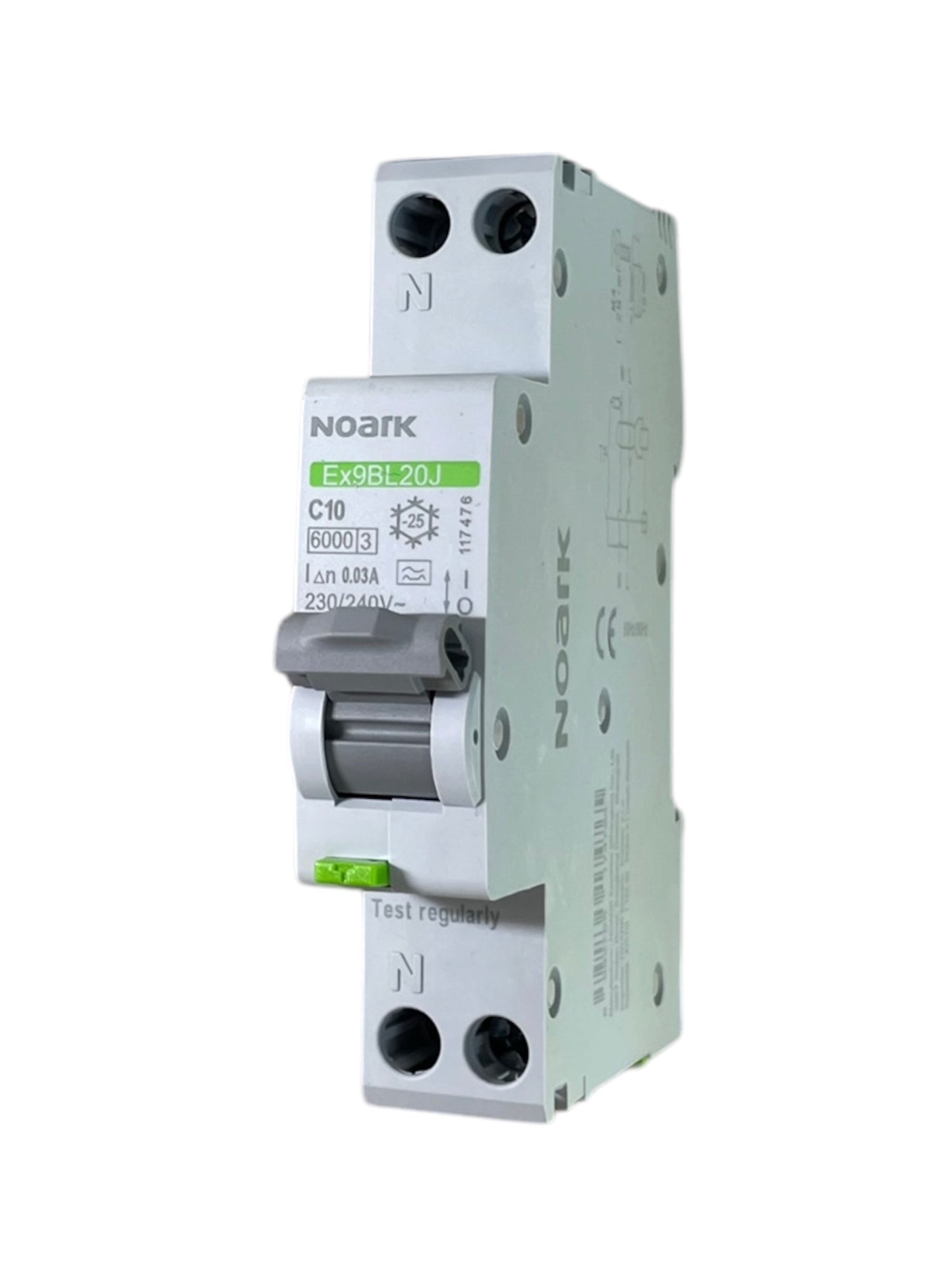 Noark Interruttore magnetotermico differenziale Ex9BL20J 1PN C10 30mA A TIPO A 30mA 6K 117476