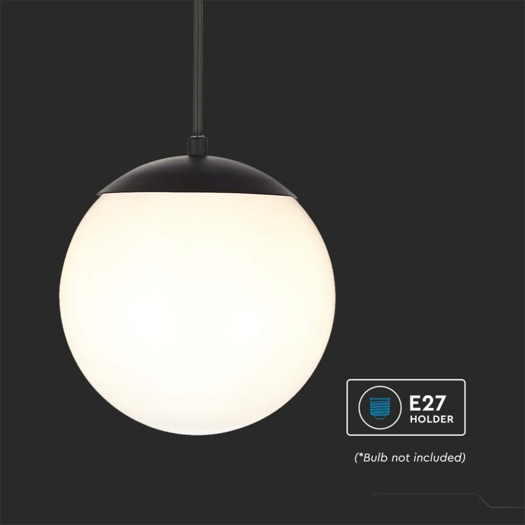 Lampadario LED V-TAC da Soffitto con Portalampada E27 (max 60W) Colore Nero Opaco Ø200x800mm IP44 SKU 11825