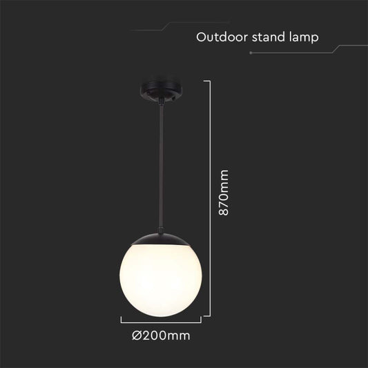 Lampadario LED V-TAC da Soffitto con Portalampada E27 (max 60W) Colore Nero Opaco Ø200x800mm IP44 SKU 11825