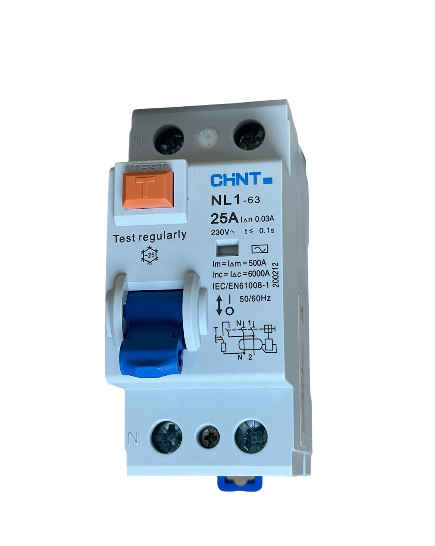 CHINT NL1-63/25-2P-AC30 Interruttore differenziale puro 2P 25A 30mA 6kA Tipo AC 200212