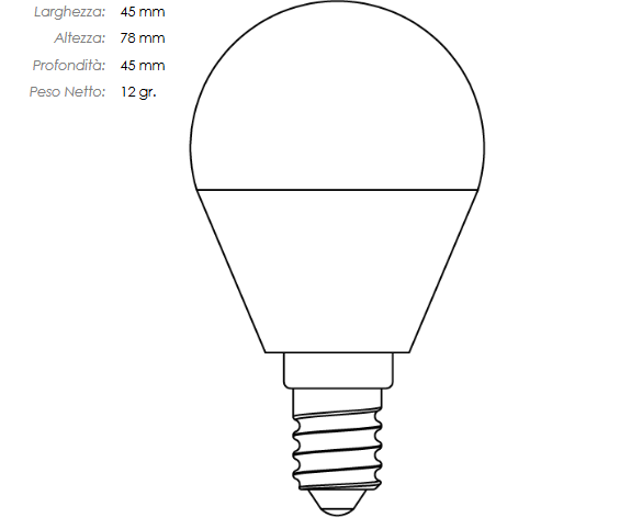 LAMPADINA LED SFERA IMPERIA E14 OPALE 3W 230V 6500K 15000H 209394