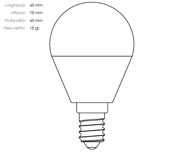 LAMPADINA LED SFERA IMPERIA OPALE E14 6W 230V 4000K 15000H 209479