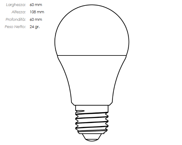 LAMPADINA LED GOCCIA IMPERIA OPALE E27 9W 230V 6500K 15000H 209721