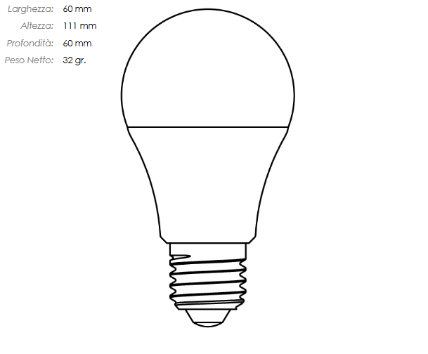 LAMPADINA LED GOCCIA IMPERIA OPALE E27 11W 230V 3000K 15000H 209769