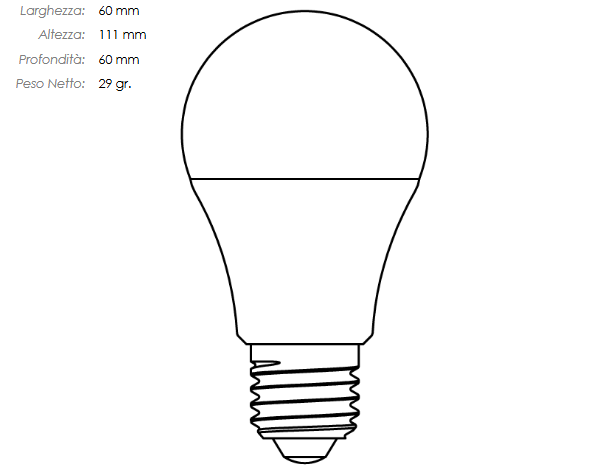 LAMPADINA LED GOCCIA IMPERIA OPALE E27 11W 230V 4000K 15000H 209776