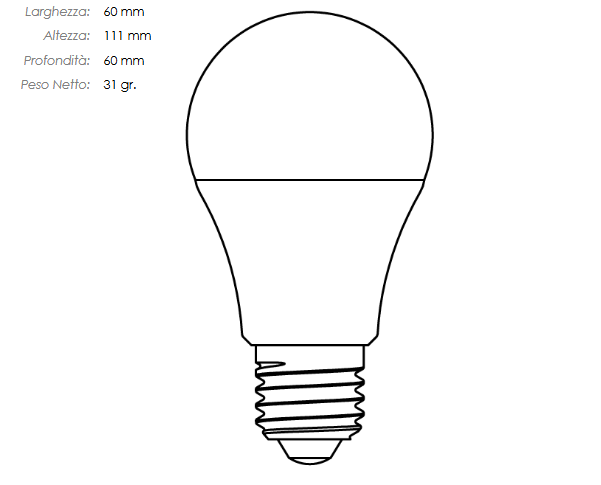 LAMPADINA LED GOCCIA IMPERIA OPALE E27 11W 230V 6500K 15000H 209783