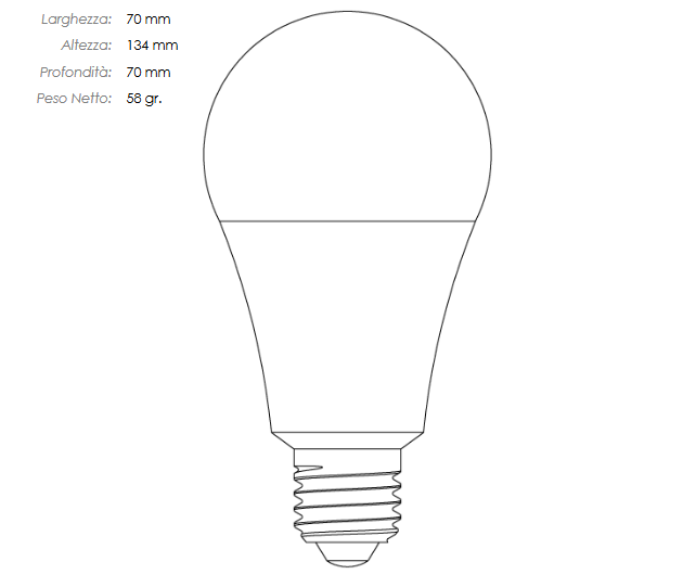 LAMPADINA LED GOCCIA IMPERIA OPALE A70 E27 17W 230V 3000K 15000H 209882