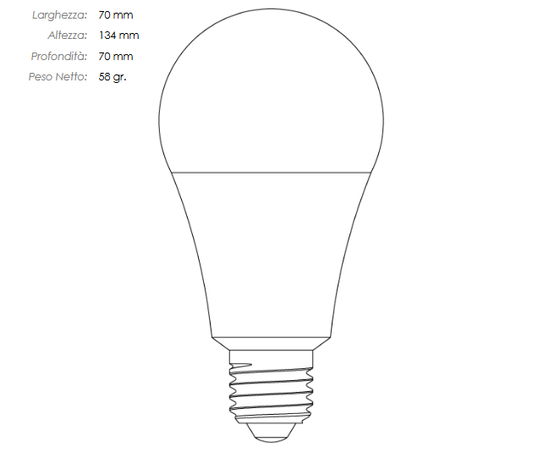 LAMPADINA LED GOCCIA IMPERIA OPALE A70 E27 17W 230V 3000K 15000H 209882