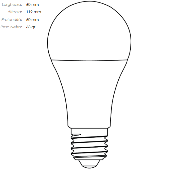 LAMPADINA LED GOCCIA IMPERIA OPALE A60 E27 19W 230V 3000K 15000H 212745