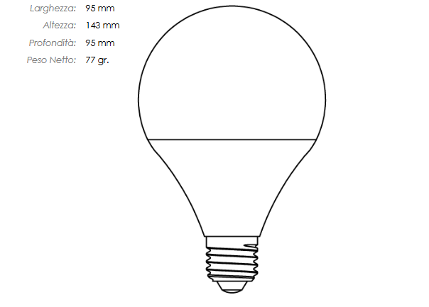 LAMPADINA LED MAXISFERA IMPERIA G95 E27 15W 230V OPALE 6000K 211540