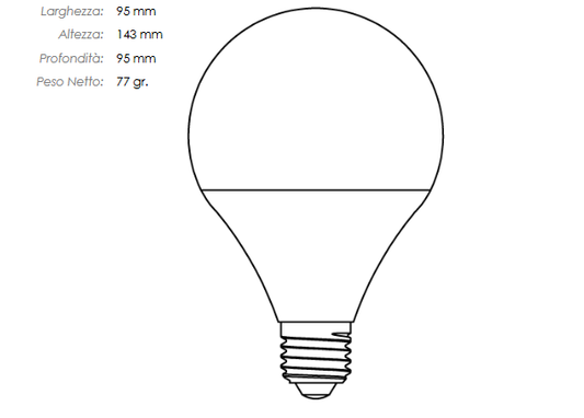 LAMPADINA LED MAXISFERA IMPERIA G95 E27 15W 230V OPALE 6000K 211540