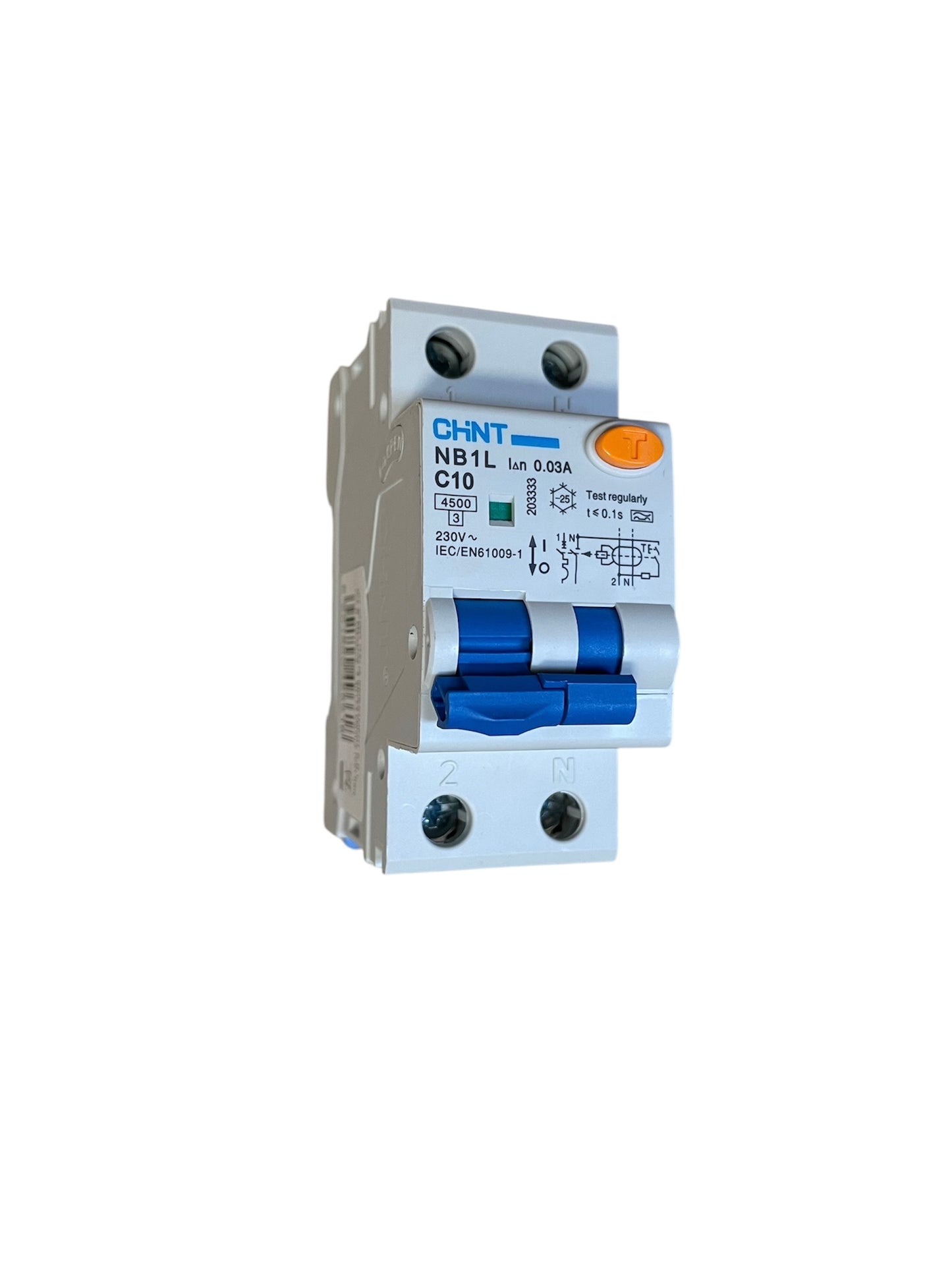 CHINT NB1L1/C10-1PN-4,5-A30 Interruttore magnetotermico differenziale 1P+N 10A 30mA 4,5kA Curva C Tipo A 203333