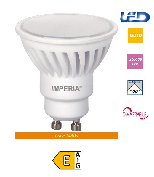 Imperia lampadina led GU10 9W DIMMERABILE 3000k LUCE CALDA 900LM CERAMIC 209295