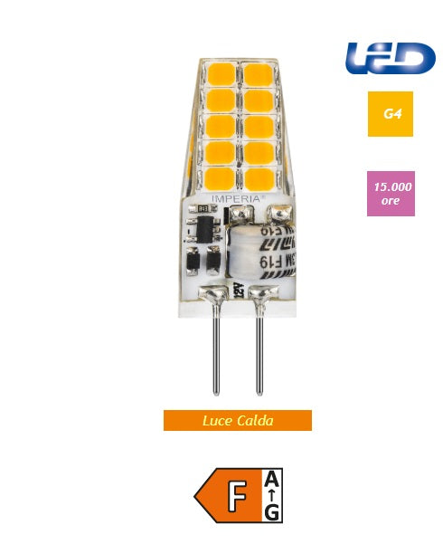 Imperia lampadina led G4 12V AC/DC 2,2W 220LM 3000K luce calda 210703