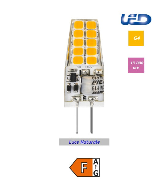 Imperia lampadina led G4 12V AC/DC 2,2W 220LM 4000K luce naturale 210710