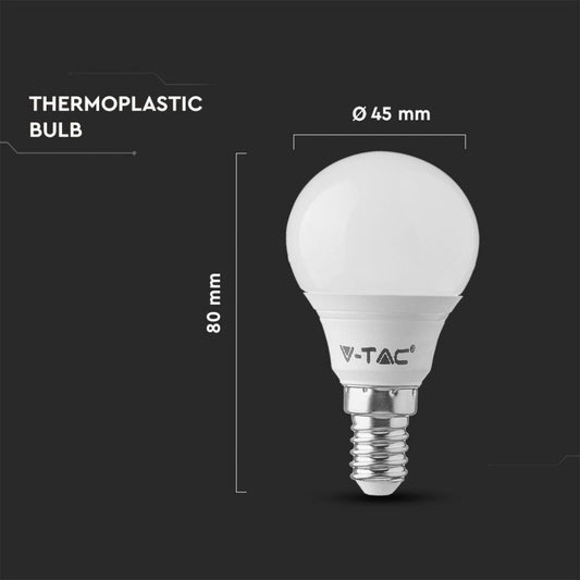Lampadina LED V-TAC E14 4,5W P45 3000K (Box 6 pezzi) SKU 212733