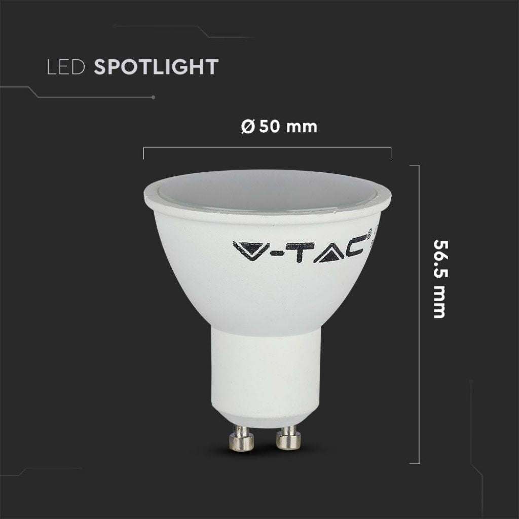Faretto LED V-TAC GU10 4,5W 100° Copertura Satinata 3000K (Box 3 Pezzi) SKU 217269