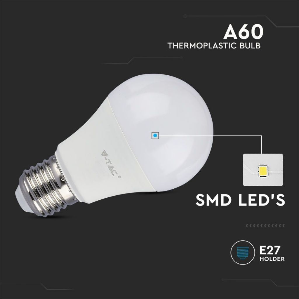 Lampadina LED V-TAC E27 10,5W 100LM/W A60 6500K (Box 3 pezzi) SKU 217354