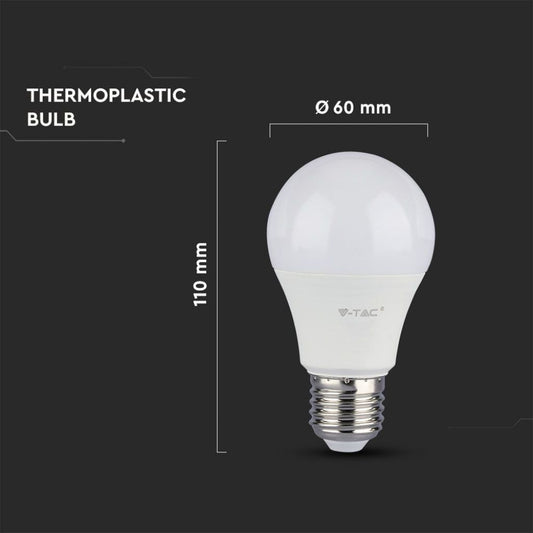 Lampadina LED V-TAC E27 10,5W 100LM/W A60 6500K (Box 3 pezzi) SKU 217354