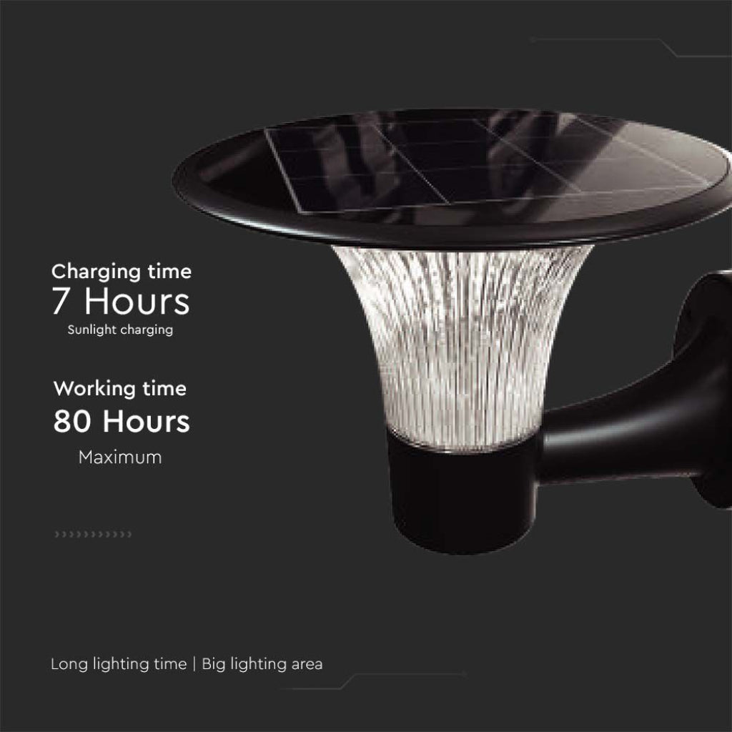 V-TAC Lampada LED 15W 1900lm da Muro con Pannello Solare e Batteria LiFePO4 3.2V + Sensore di Movimento Colore Nero CCT 4000K+6000K IP65