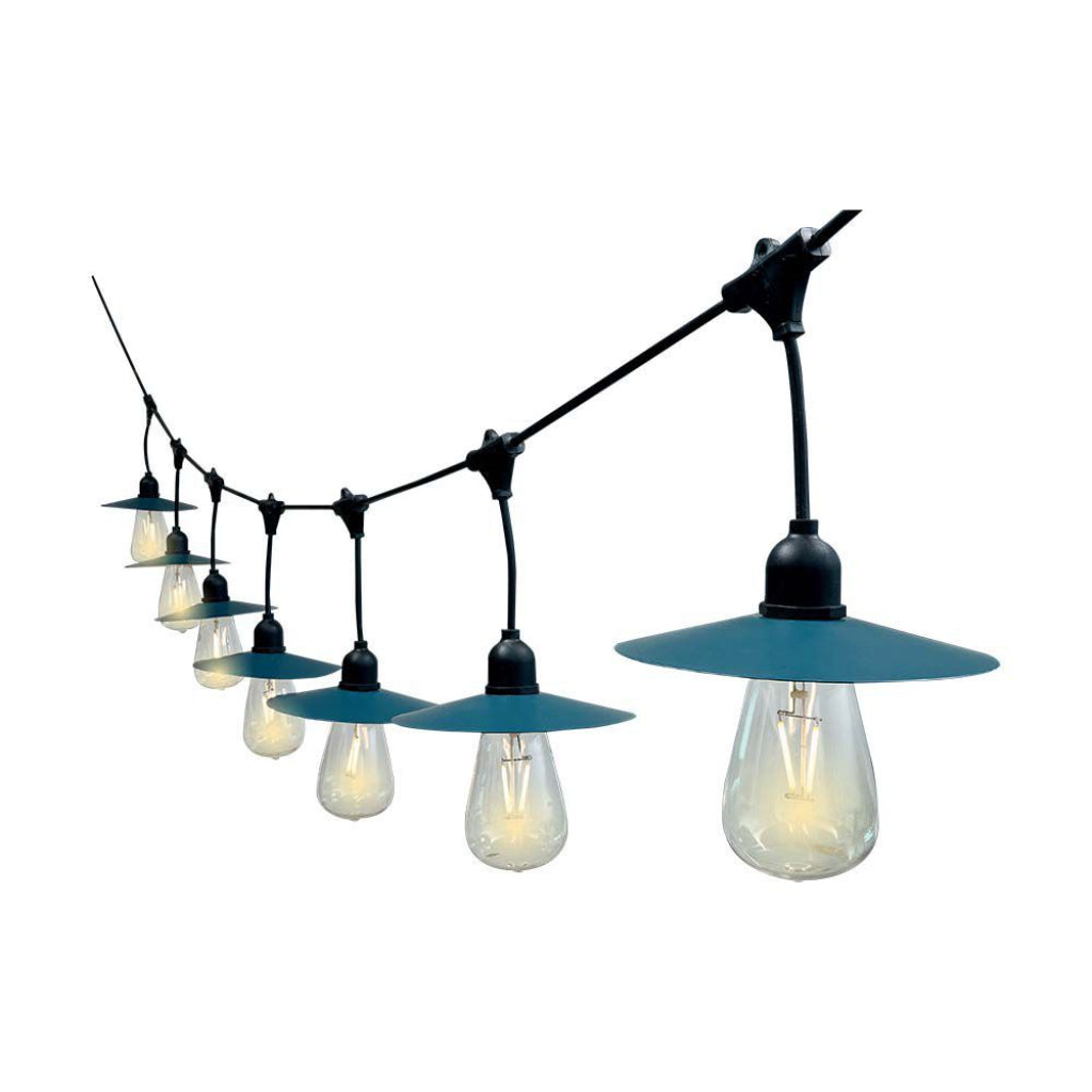 Catenaria V-TAC 15.6m per 15 lampadine LED ST64 a Filamento Con Pannello Solare Colore Nero 3000K IP44 SKU 23034 VT-715S