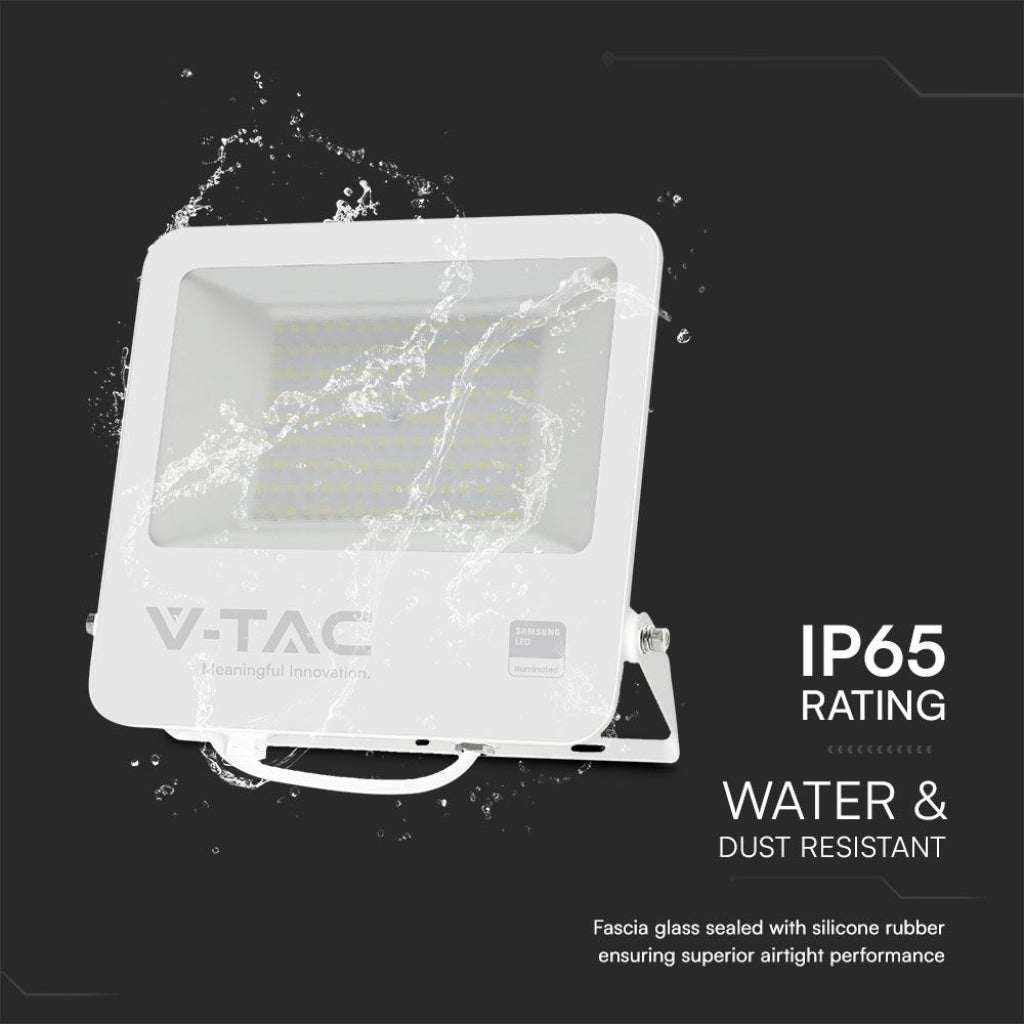Faro LED V-TAC SMD Chip Samsung 100W Cavo 1m Colore Bianco 6400K IP65 23443