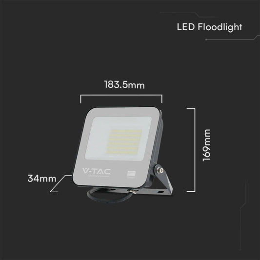 Faro LED V-TAC SMD Chip Samsung 50W Colore Nero 4000K IP65 23688