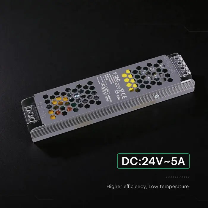 Alimentatore LED Slim in Metallo 120W 24V 5A con 1 Uscita 200x50x24mm IP20 V-TAC 24238