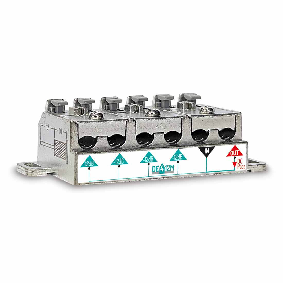 FRACARRO Derivatore a morsetto a 4 vie con attenuazione 12dB della serie DEM in banda TV e Satellite (5-2400MHz). 287468