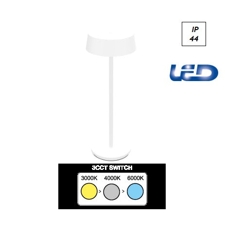 Imperia Lampada led da tavolo Louise ricaricabile dimmerabile 2W 240 lm 3cct 3000k 4000k 6500k bianca 300428