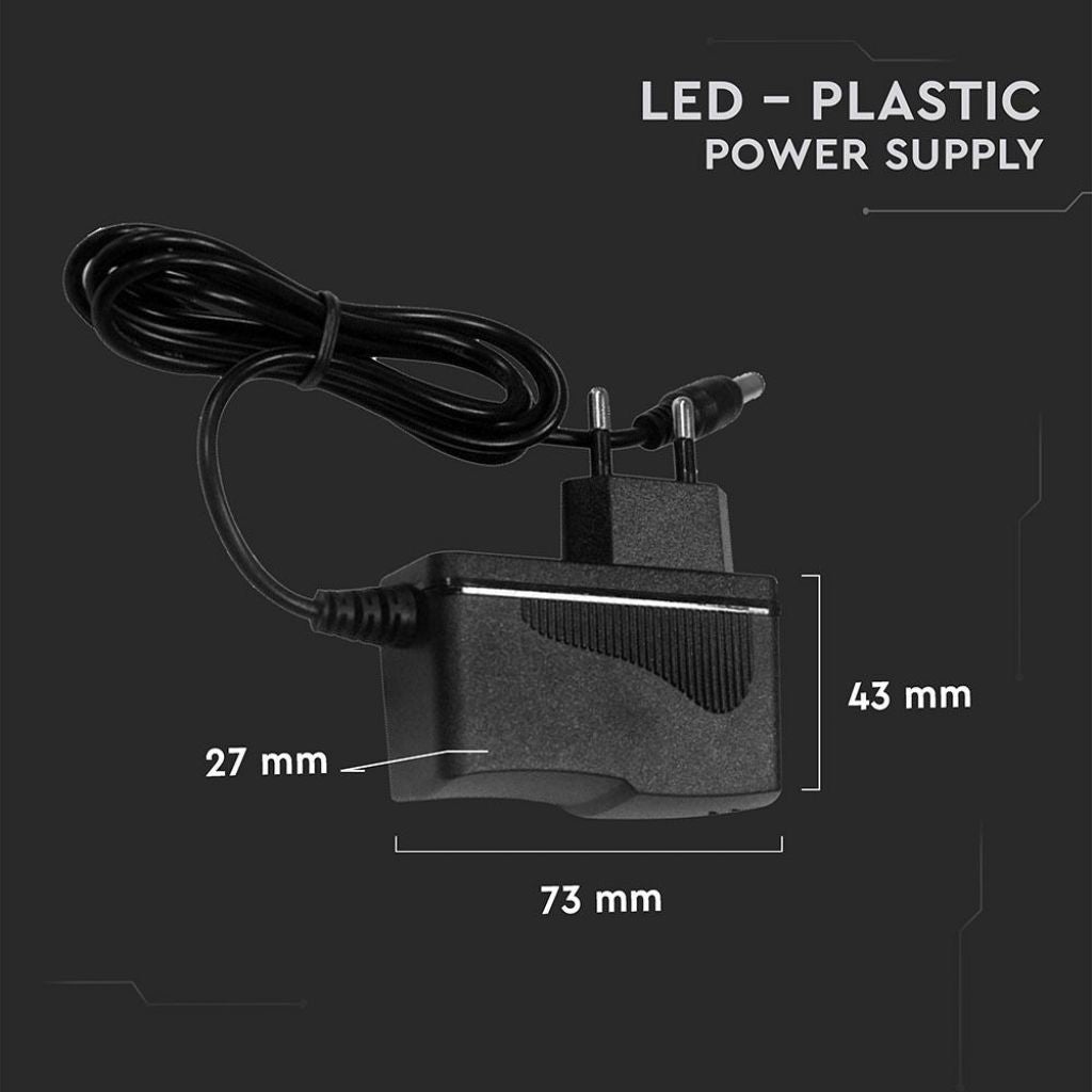 Alimentatore in Plastica V-TAC 18W 12V 1.5A Plug and Play con Jack 2.1 Colore Nero Cavo da 1.2m IP44 SKU 3237