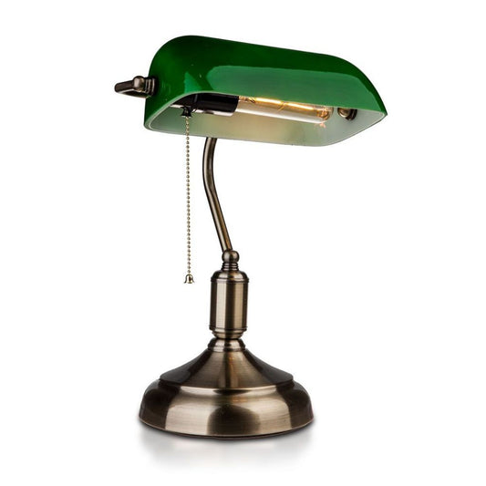 Lampada da Tavolo Imperia President stile ministeriale in Metallo con Portalampada E27 Diffusore Inclinabile di 90° in Vetro Colore Verde 300787