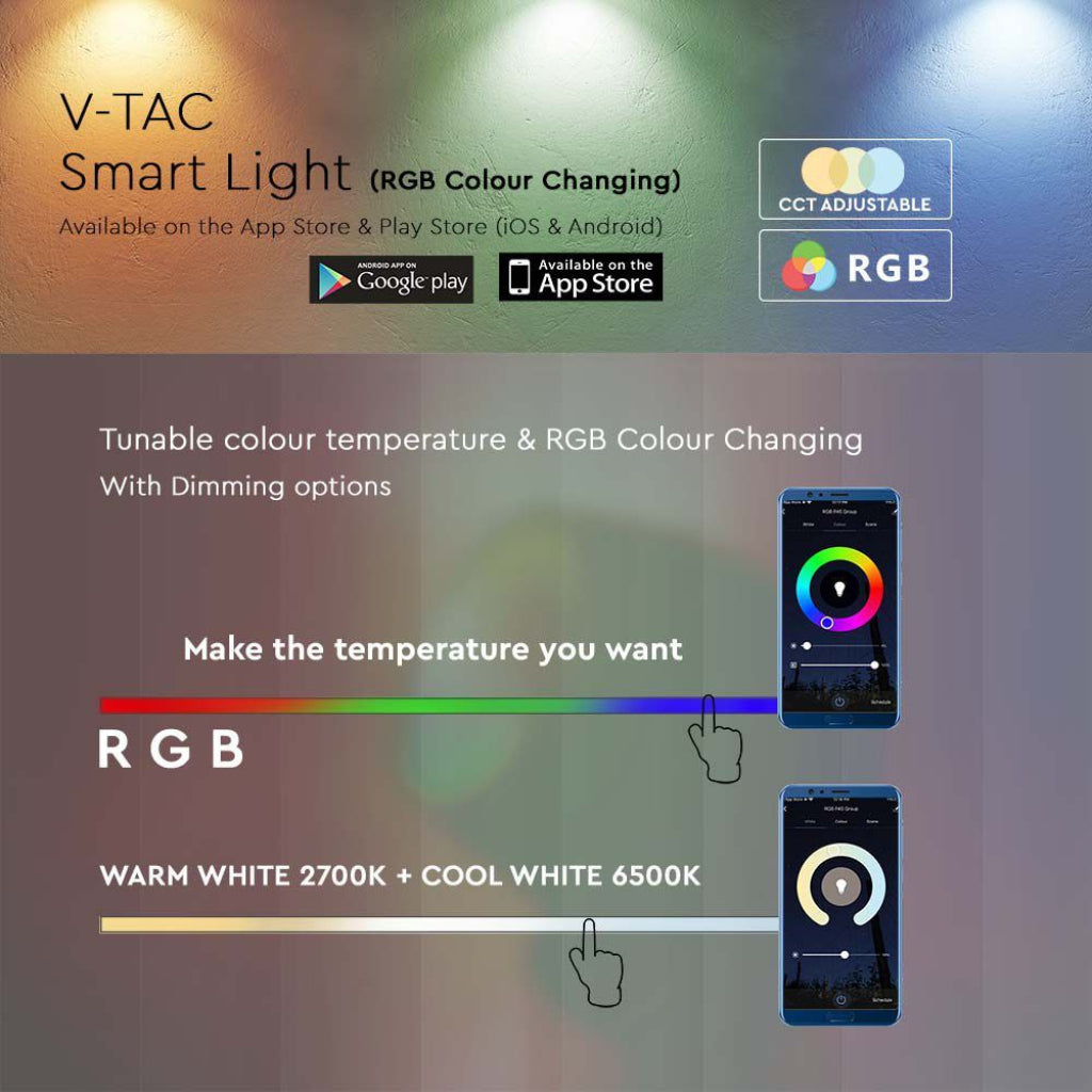 Lampada Smart LED V-TAC RGB 8W da Tavolo Dimmerabile con WiFi e Bluetooth, compatibile con App V-TAC Smart Light, Alexa e Google ø100xH188mm SKU 405871