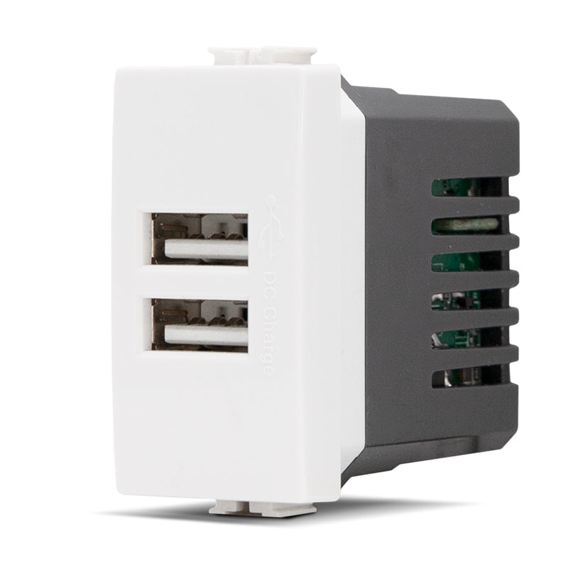 Doppia presa USB A (5V-2A-265V) JOY BIANCO compatibile matix 521B MAPAM