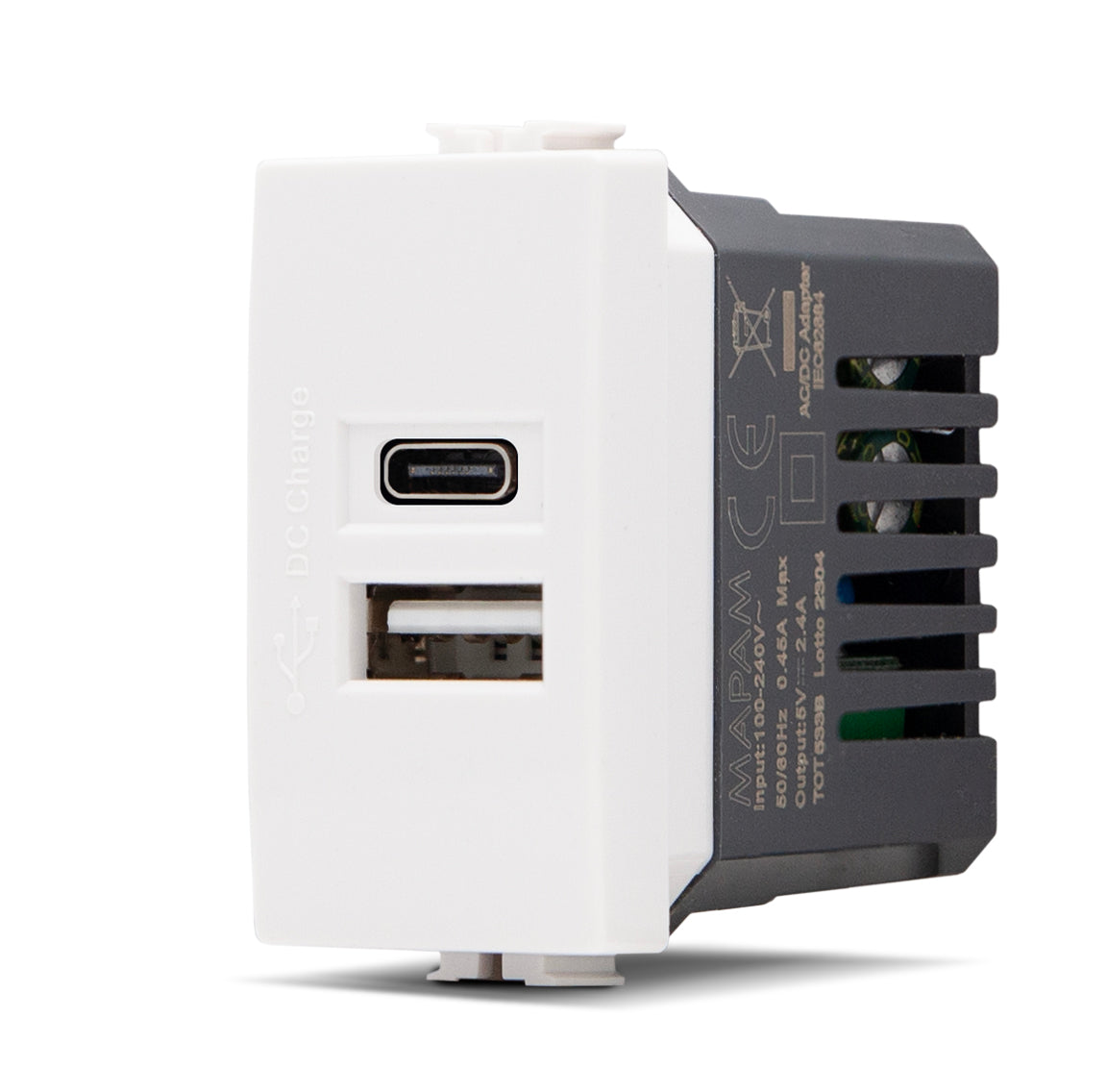 Doppia presa USB A+C 2.4A JOY BIANCO compatibile matix 533B MAPAM