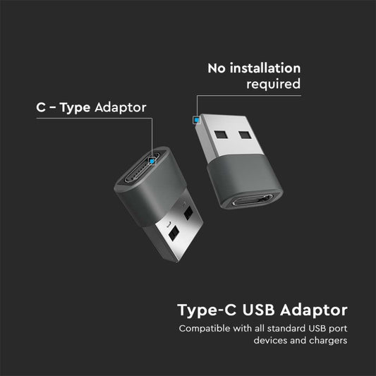 Adattatore V-TAC da USB Tipo-C a USB-A Colore Grigio SKU 7745
