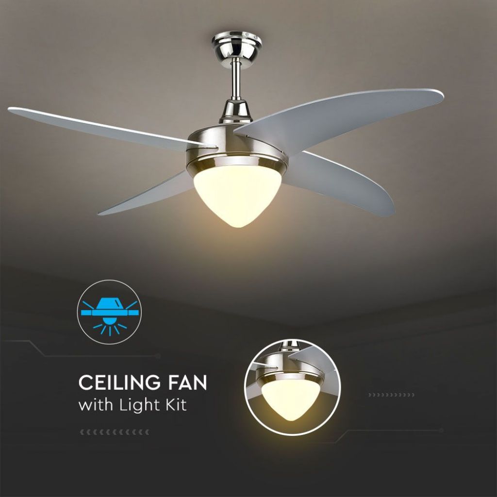 Ventilatore LED da Soffitto V-TAC 15W 1500LM 3 in 1 con Motore a Corrente Alternata da 60W con Telecomando 4 pale 7915 VT-6043-4