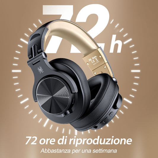 Cuffie Bluetooth Wireless Nero Oro OneOdio Fusion A70 Hi-Res , Cavo e Microfono ONEOA7035BG