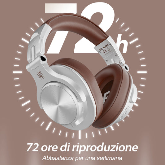 Cuffie Bluetooth Wireless Argento/Marrone OneOdio Fusion A70 Hi-Res e c/Cavo ONEOA70038S