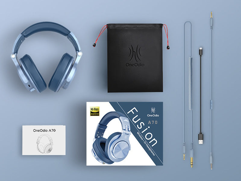 Cuffie Bluetooth Wireless Blu Chiaro Wireless OneOdio Fusion A70 Hi-Res, Cavo e Microfono ONEOA70165A