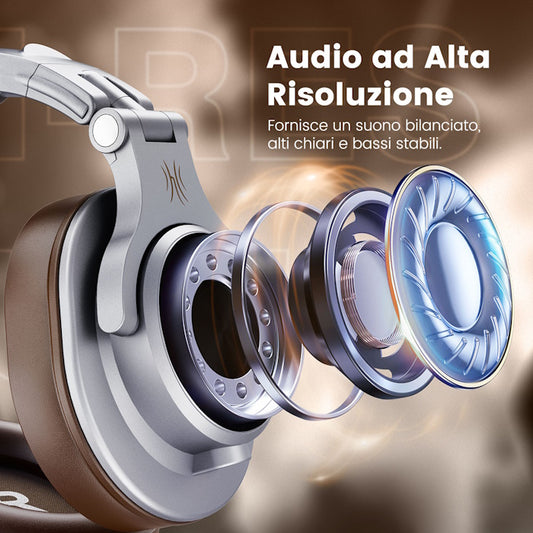 Cuffie con filo Argento/Marrone OneOdio A71 Hi-Res DJ Cablate Audio Stereo ONEOA71168S