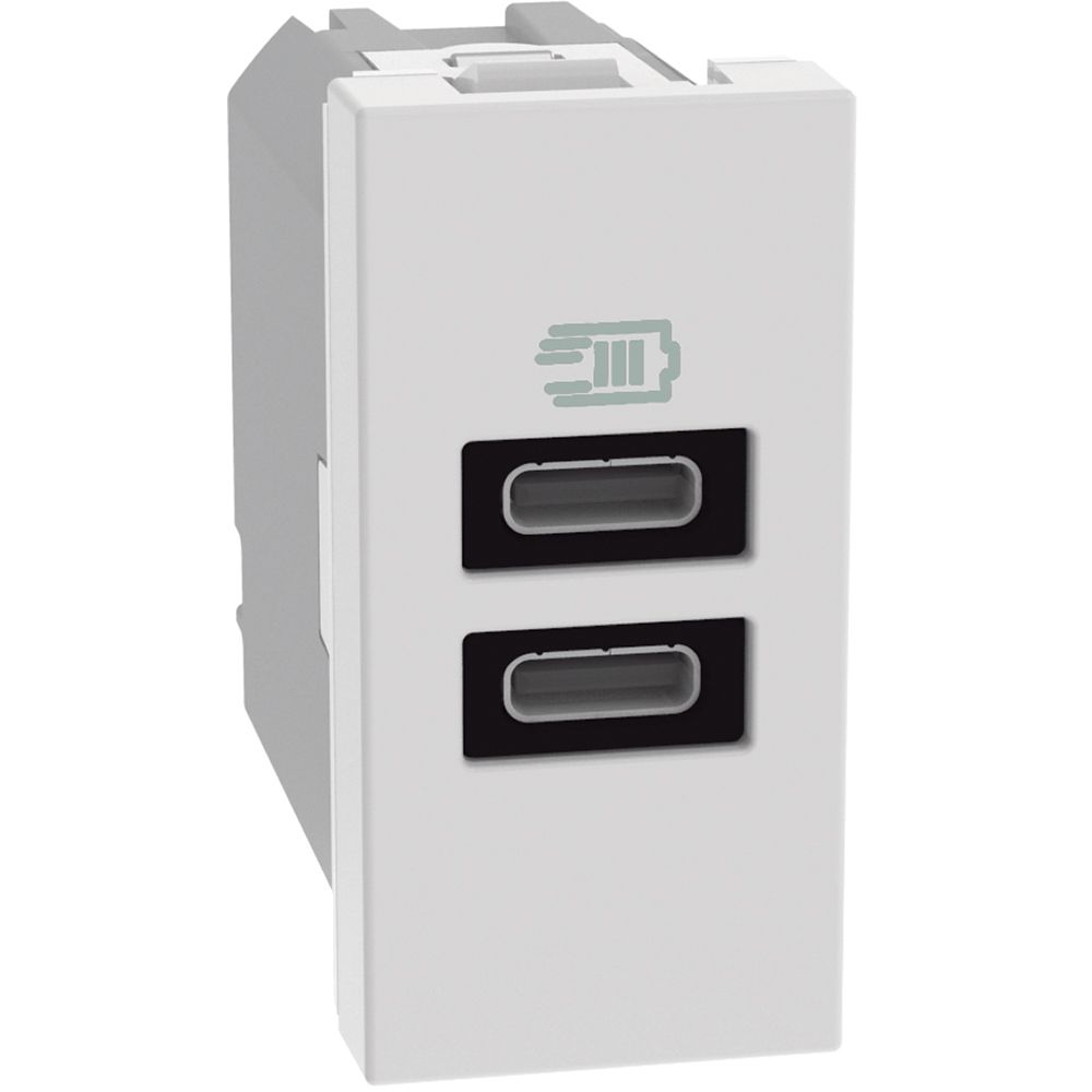 BTICINO MatixGO Caricatore USB Bianco con due porte tipo C - 15W JW4191CC