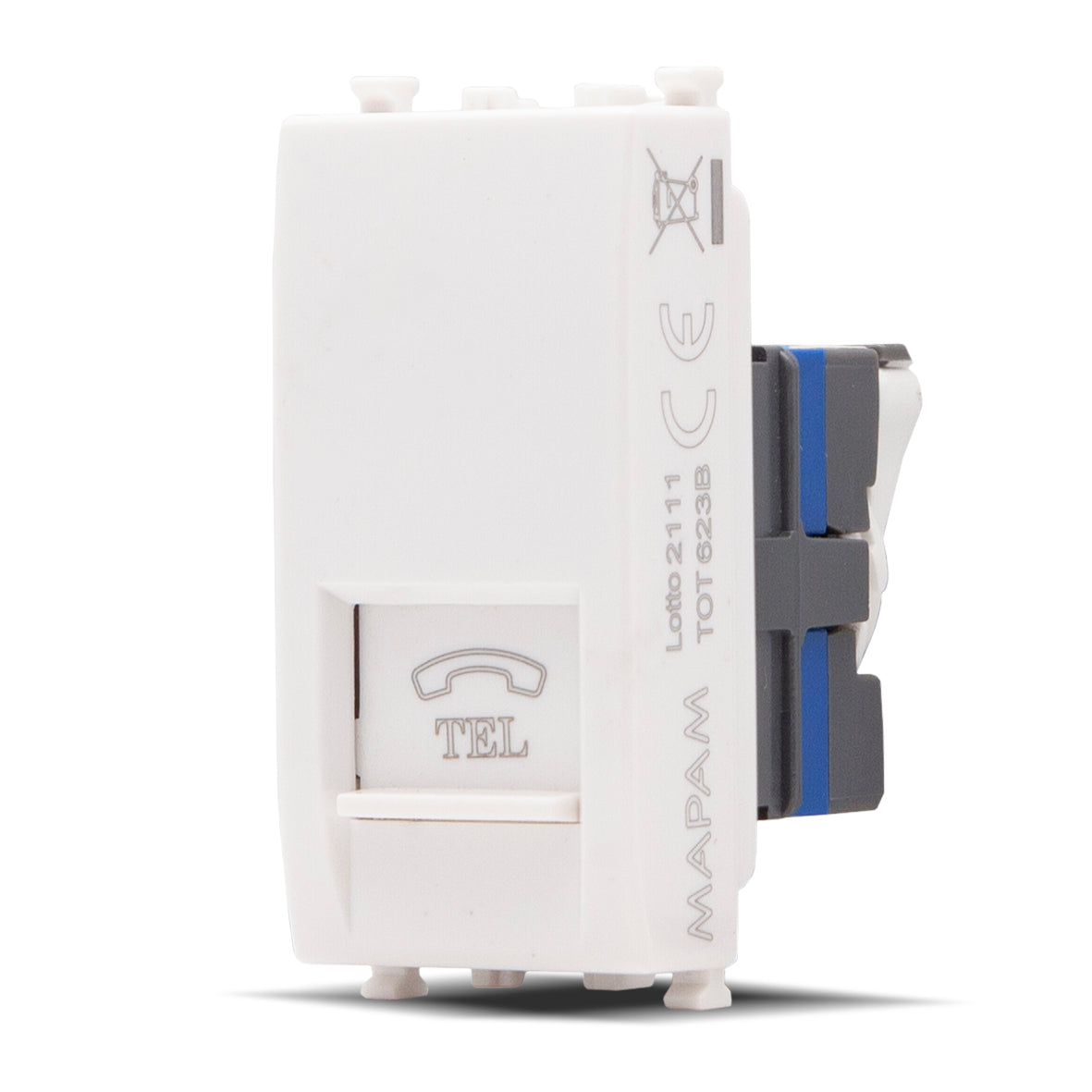 Presa telefono GEM Bianco compatibile con Vimar Plana MAPAM F623BI