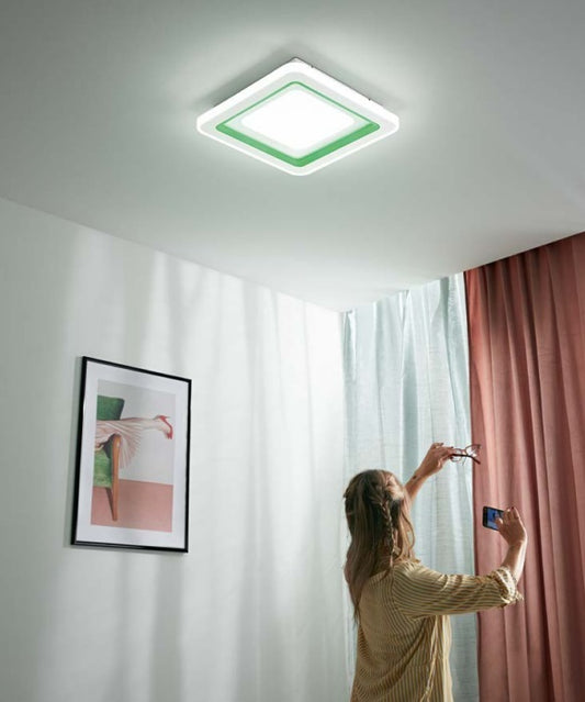 FANEUROPE Plafoniera Quadrata RGB LED 40W 4315 lm con struttura in metallo e acrilico bianco, I-DYGITALQ50